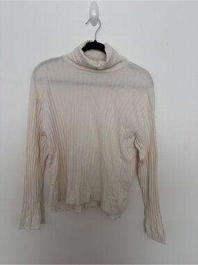 Madewell Classic Cream Ribbed Turtleneck Sweater